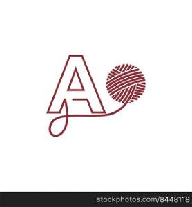 Letter A and skein of yarn icon design illustration vector