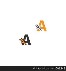 Letter A bee icon  creative design logo illustration