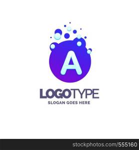 Letter A Bubbles Logo Purple Template. Vector Brand Name Design