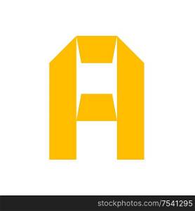 letter A cut out from white paper, vector illustration, flat style.. letter A cut out from white paper