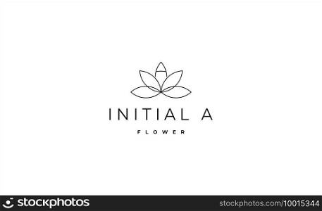 letter A Flower Line minimal logo design illustration