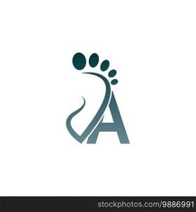 Letter A icon logo combined with footprint icon design template