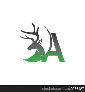Letter A icon logo with deer illustration design vector