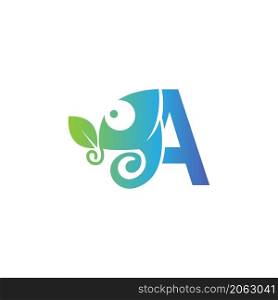 Letter A icon with chameleon logo design template vector