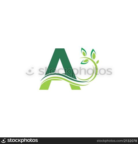 Letter A Icon with floral logo design template illustration vector