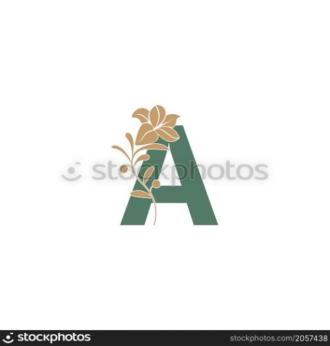 Letter A icon with lily beauty illustration template vector