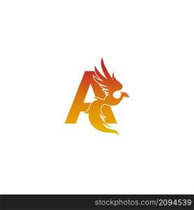 Letter A icon with phoenix logo design template illustration