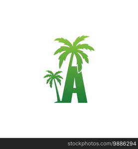 Letter A logo and  coconut tree icon design vector illustration