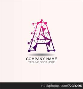 Letter A logo with Technology template concept network icon vector