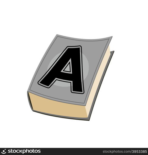 Letter A on cover of book. Old Edition with alphabetical icon. Concept of template elements ABC