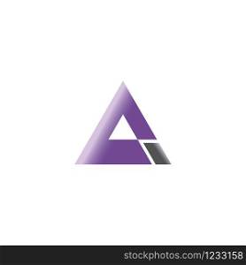 Letter A or delta pyramid geometric triangle with three elements logo design. Trinity symbol concept. Business identity tech element.