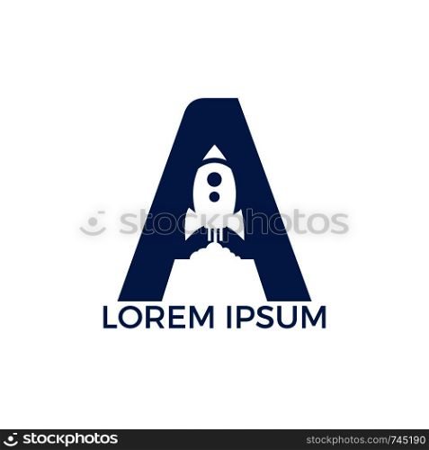 Letter A Rocket Logo Design. Letter A Logo With Rocket Launch Inside.