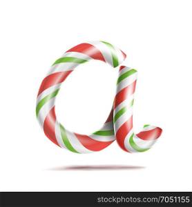 Letter A Vector. 3D Realistic Candy Cane Alphabet Symbol In Christmas Colours. New Year Letter Textured With Red, White. Typography Template. Striped Craft Isolated Object. Xmas Art Illustration. Letter A Vector. 3D Realistic Candy Cane Alphabet Symbol In Christmas Colours. New Year Letter Textured With Red, White. Typography Template. Striped Craft Isolated Object. Xmas Art