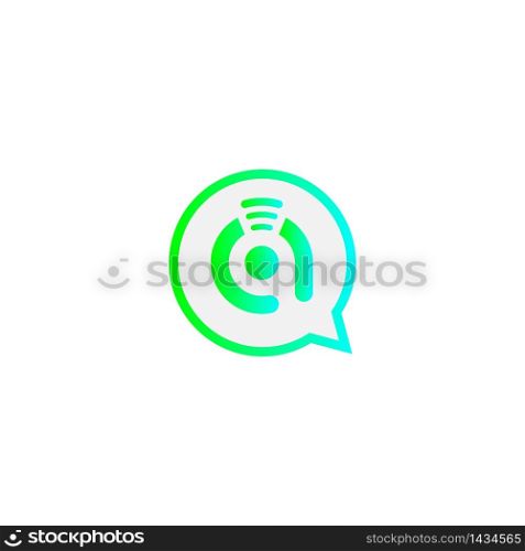 Letter A Wireless Internet in the chat bubble logo illustration