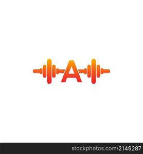 Letter A with barbell icon fitness design template illustration vector
