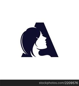 Letter A  With Beauty Woman Face Logo template