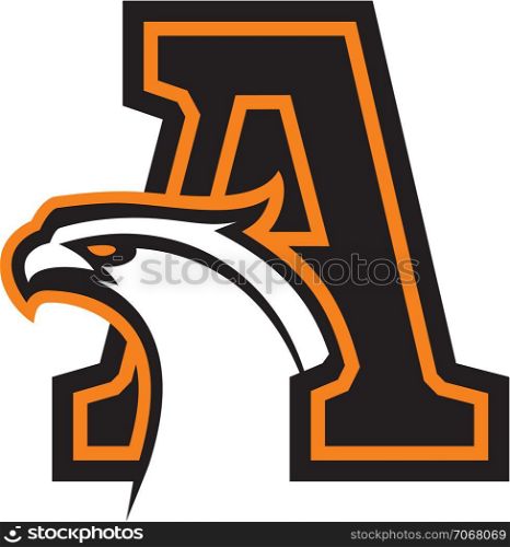 Letter A with eagle head. Great for sports logotypes and team mascots.