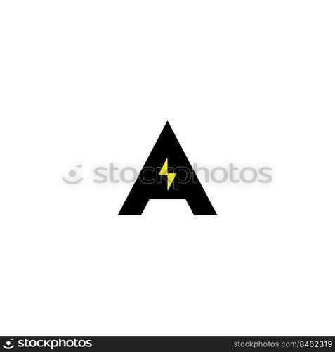 letter A with electric logo illustration design