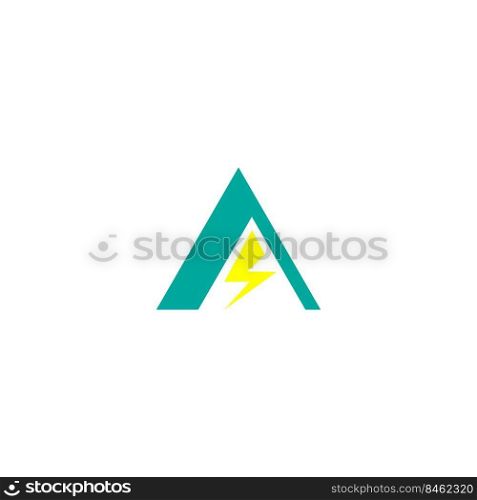 letter A with electric logo illustration design