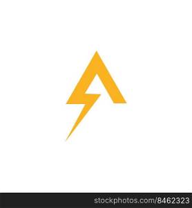 letter A with electric logo illustration design