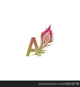 Letter A with feather logo icon design vector illustration