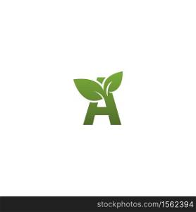 Letter A With green Leaf Symbol Logo Template