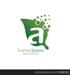 Letter A with leaf creative logo concept template design symbol modern