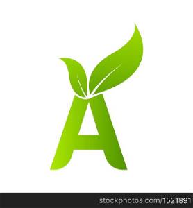 Letter A with leaf element, Ecology concept.