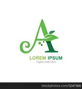 Letter A with leaf logo concept template design symbol