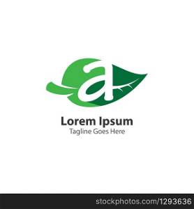 Letter A with leaf logo concept template design symbol