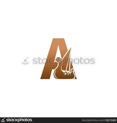 Letter A with logo icon viking sailboat design template illustration