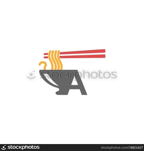 Letter A with noodle icon logo design vector template