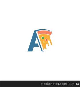 Letter A with pizza icon logo vector template