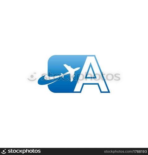 Letter A with plane logo icon design vector illustration