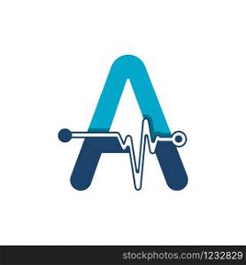 Letter A with Pulse Logo Vector Element Symbol Template