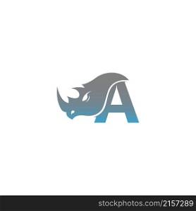 Letter A with rhino head icon logo template vector