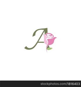 Letter A with rose icon logo vector template illustration