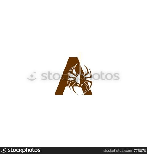Letter A with spider icon logo design template vector