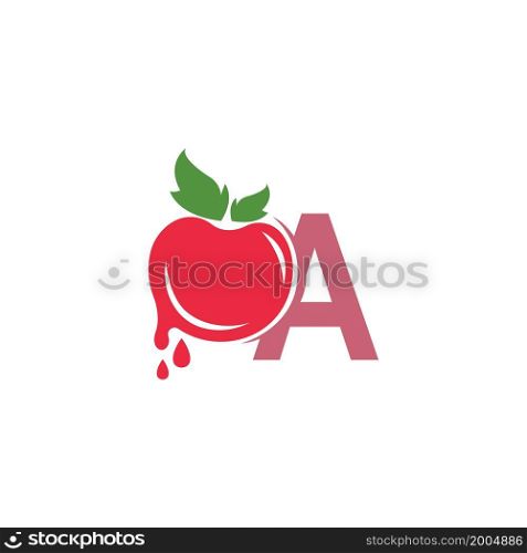 Letter A with tomato icon logo design template illustration vector