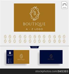 letter a-z beauty cosmetic line art logo template vector illustration icon element isolated with business card - vector. letter a-z beauty cosmetic line art logo template vector illustration icon element