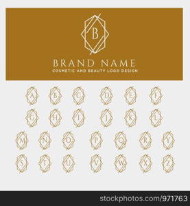 letter a-z beauty cosmetic line art logo template vector illustration icon element isolated - vector. letter a-z beauty cosmetic line art logo template vector illustration icon element