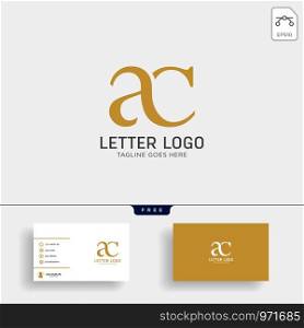 letter ac, ca gold creative logo template vector illustration with business card design - vector. letter ac, ca gold creative logo template with business card