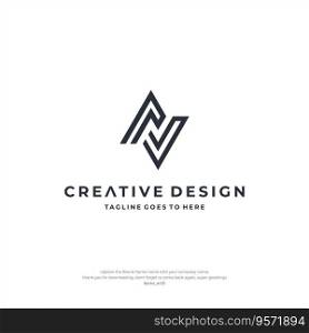 Letter AV Logo Premium Line Alphabet Monochrome Monogram emblem. Vector graphic design template element. Graphic Symbol for Corporate Business Identity.