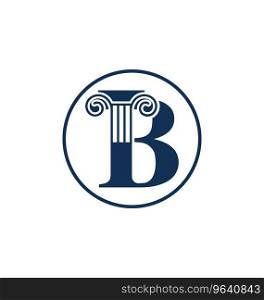 Letter b and law pillar logo design Royalty Free Vector