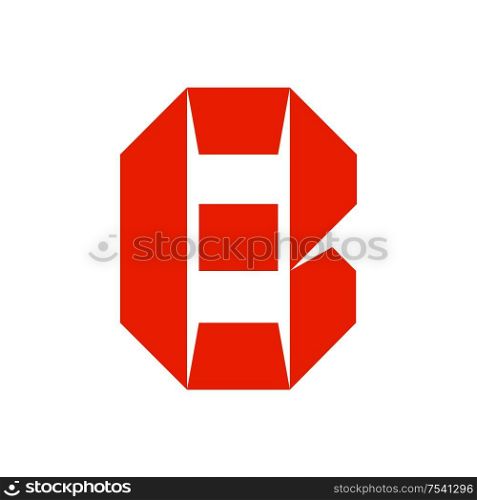 letter B cut out from white paper, vector illustration, flat style.. letter B cut out from white paper