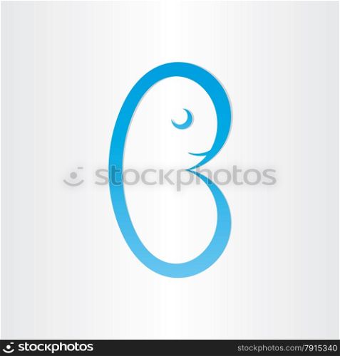 letter b embrion baby reproduction birth symbol blue modern icon font background