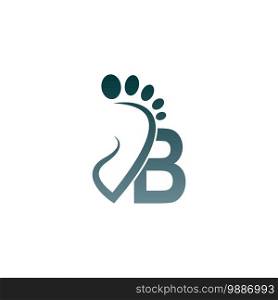Letter B icon logo combined with footprint icon design template