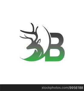Letter B icon logo with deer illustration design vector