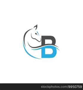 Letter B icon logo with horse illustration design vector