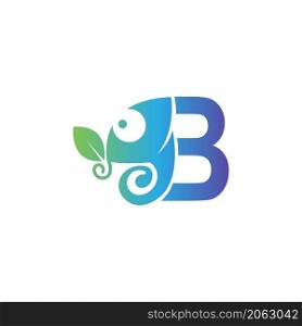 Letter B icon with chameleon logo design template vector